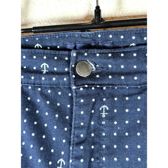 Charter Club Lexington Straight Pants Women’s 12 Navy Polka Dot & Anchor Print - Picture 4 of 11